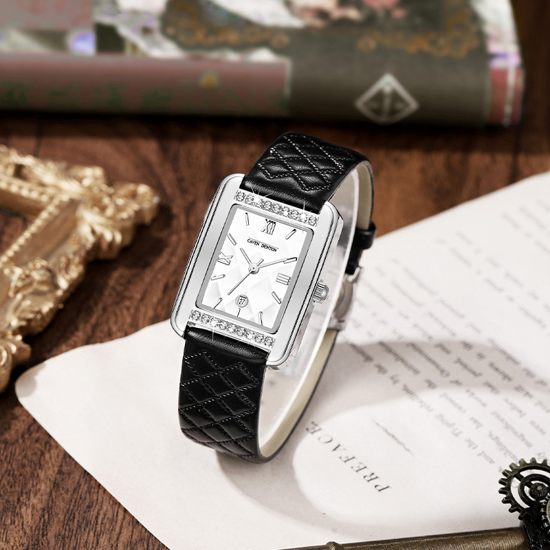 轻奢方形复古百搭女士手表女镶钻时尚防水女款手表