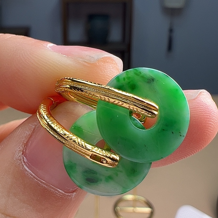 翡翠耳饰银S925镶嵌耳饰