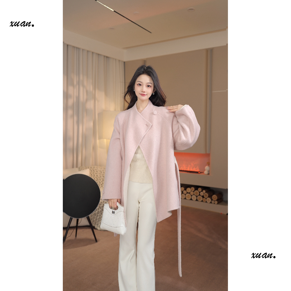 【小旋】设计师高定！！秋冬新款韩版双面双穿羊毛大衣外套女25D287