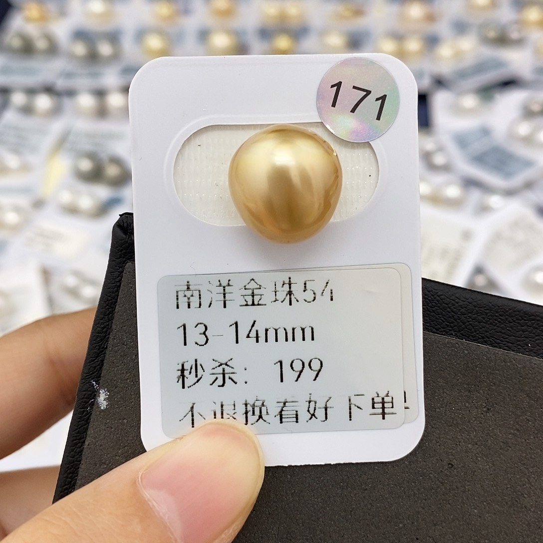 耳饰未镶嵌海水珍珠13-14mm金珠（无鉴赏）