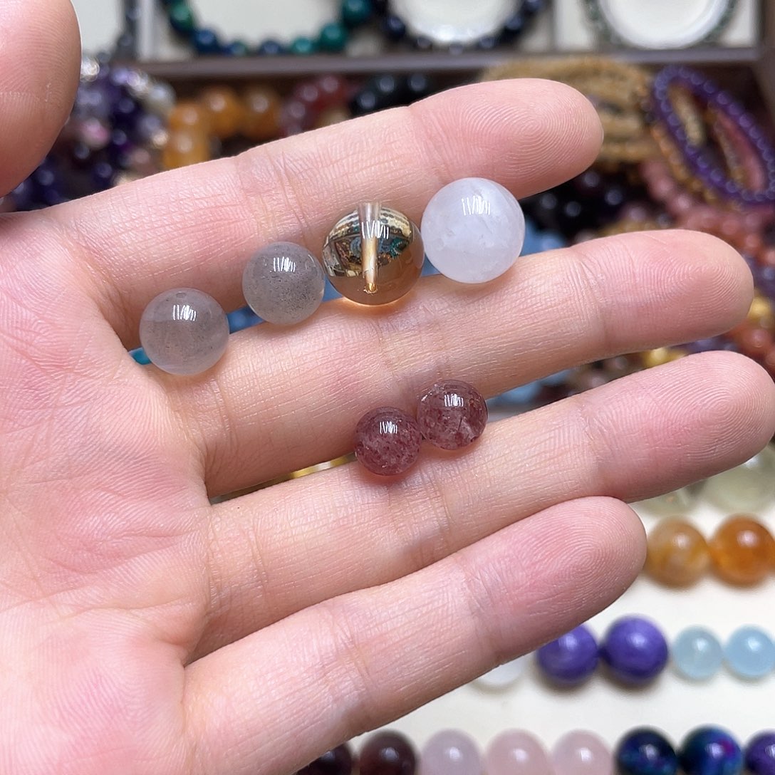 水晶手链未镶嵌*️****巴西黄10灰月10草莓8蓝月12