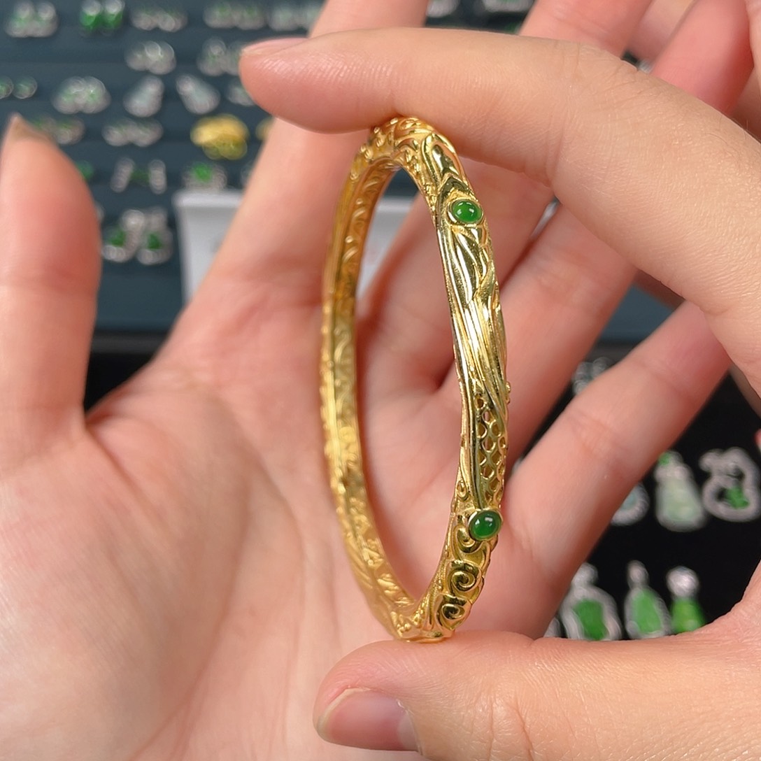 银S925镶嵌手镯翡翠