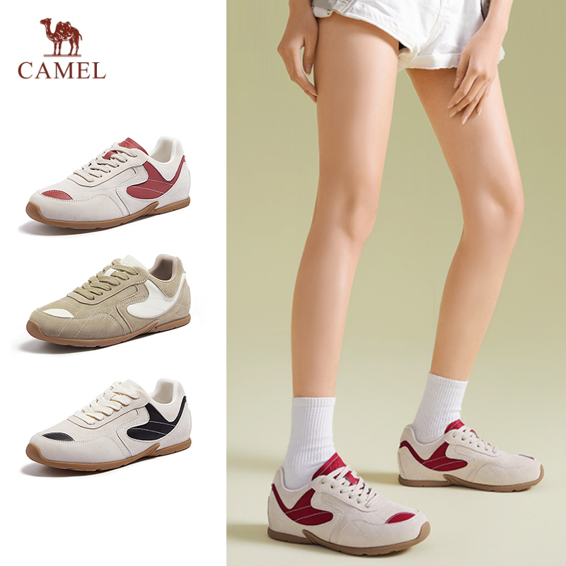 骆驼女鞋2025夏季新款德训鞋休闲小白鞋复古厚底休闲跑步运动板鞋