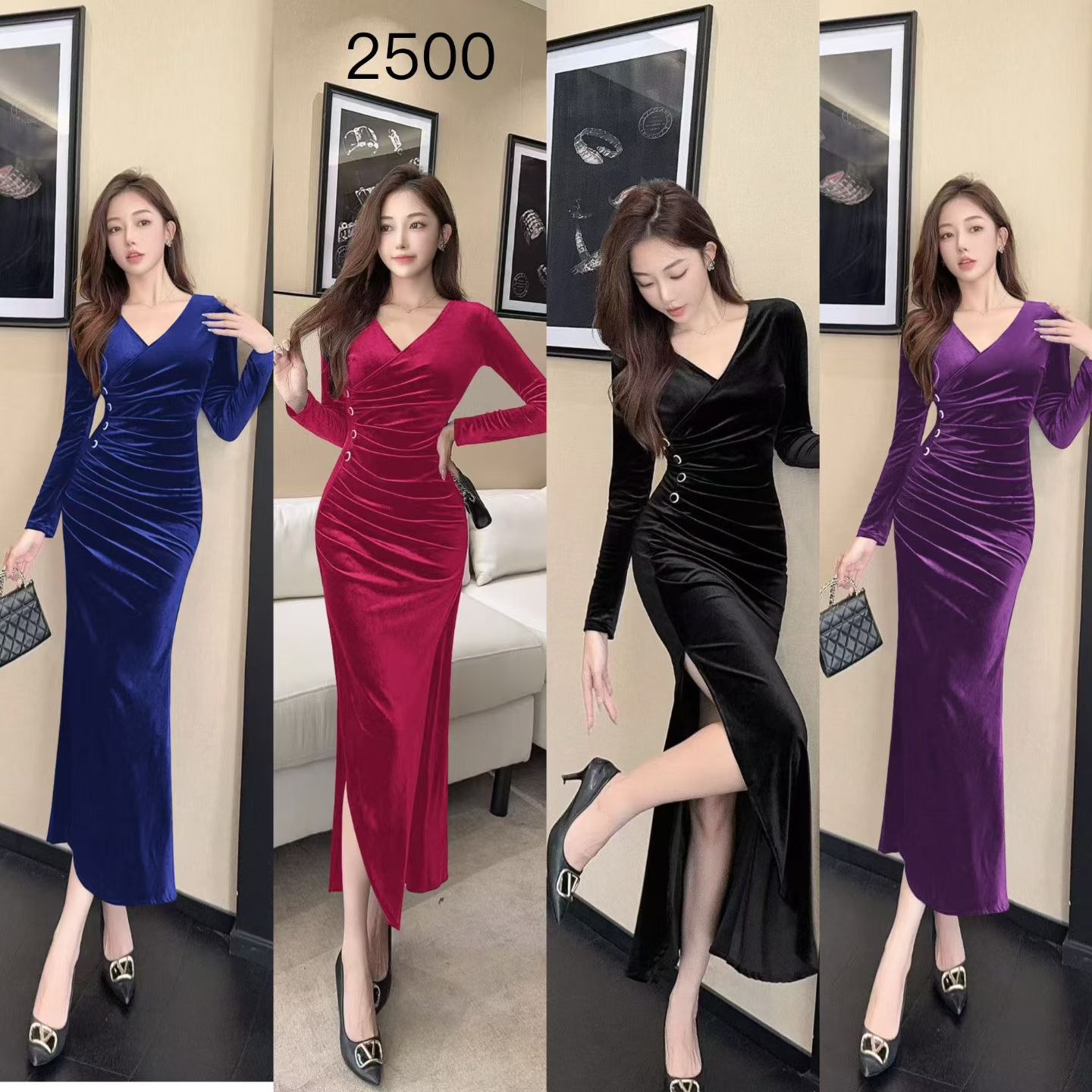 [法式公主]法式赫本风 韩国绒连衣裙2500