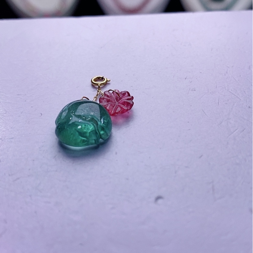 【闪购商品】碧玺小滴溜18K金镶嵌碧玺小滴溜