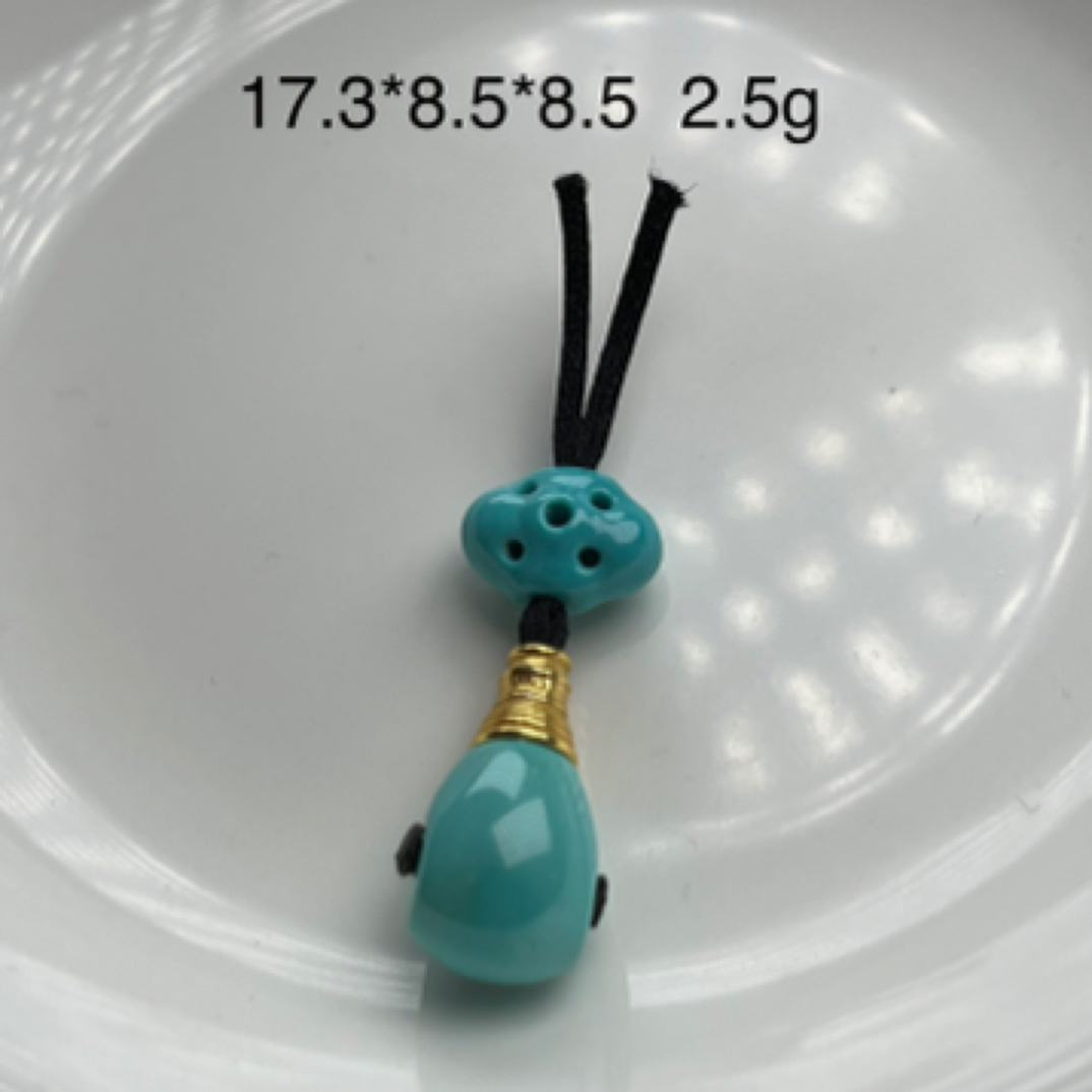 天然原矿绿松石三通 背云