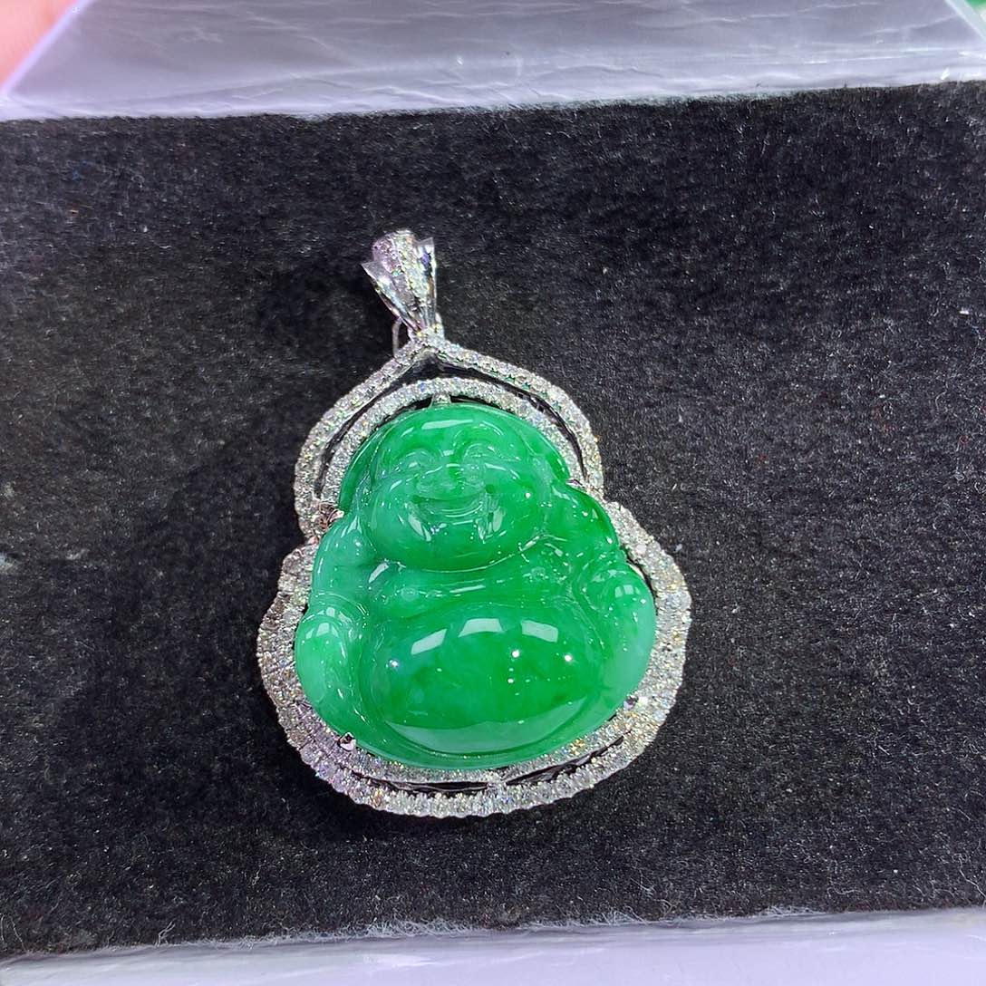 翡翠18K金镶嵌吊坠(赠链)