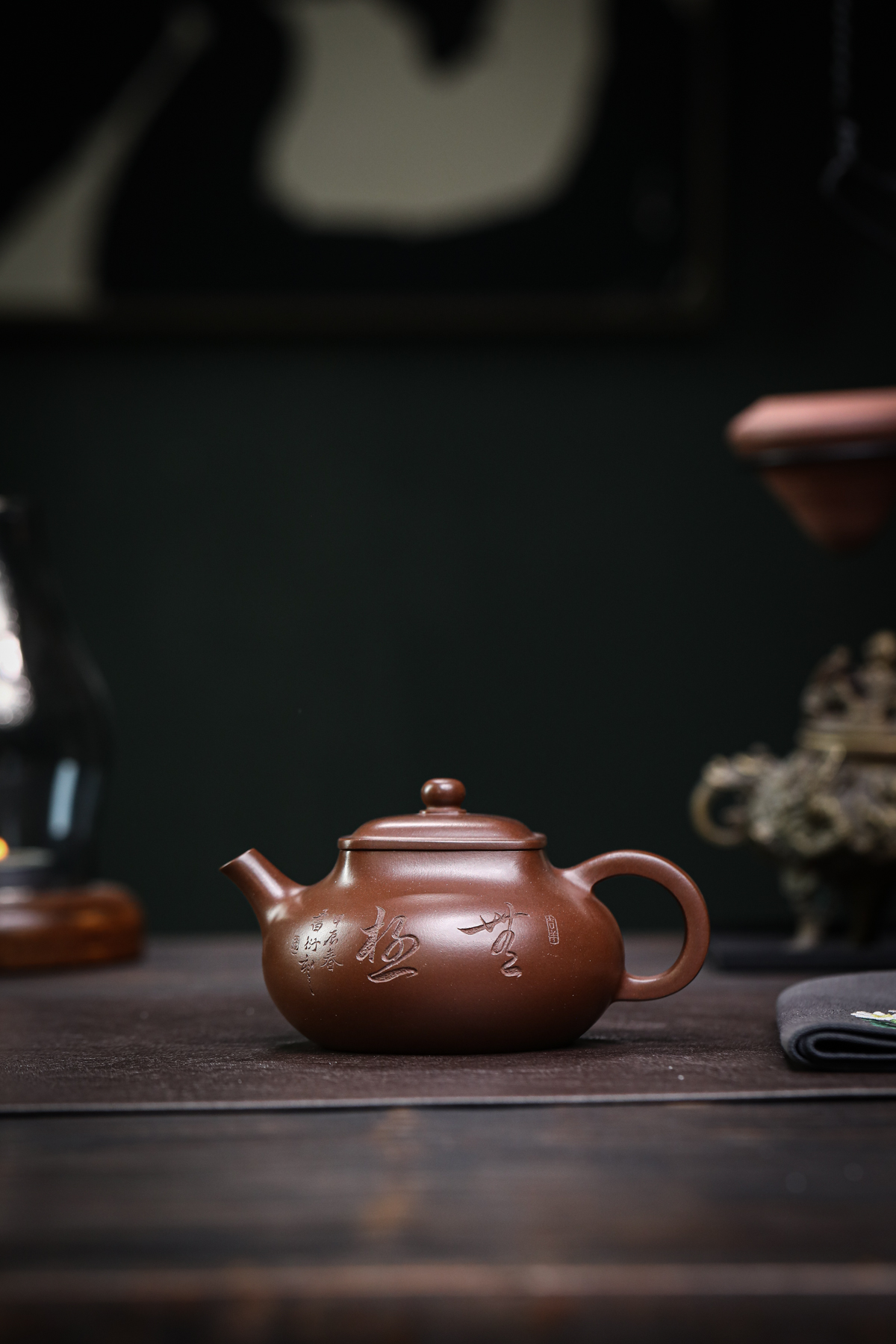 【腾运】宜兴黄龙山紫段泥摹古小品乾坤壶180CC手作紫砂茶器