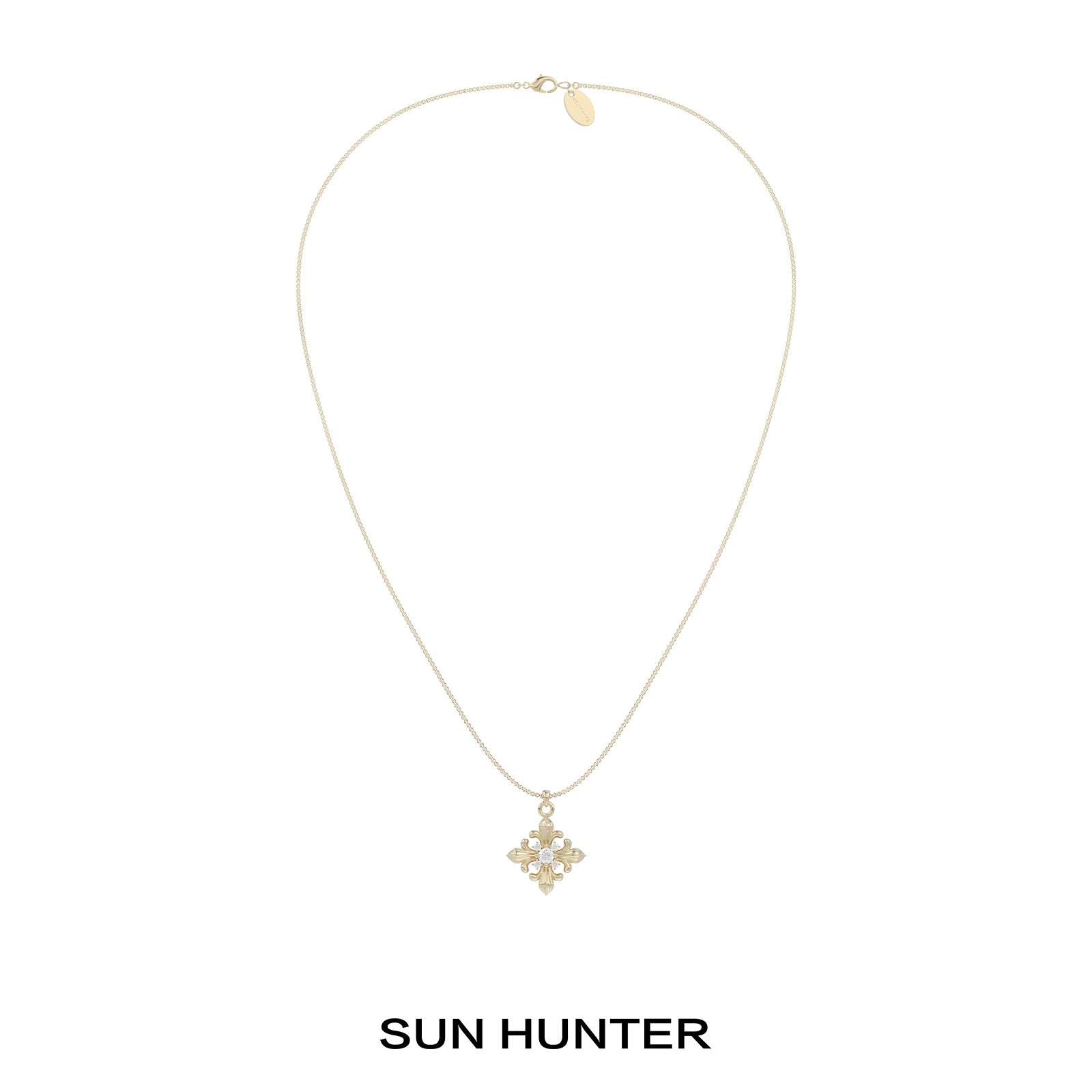 铜合金项链 三横SUN HUNTER原创长款鸢尾花素链小众项链极简轻奢