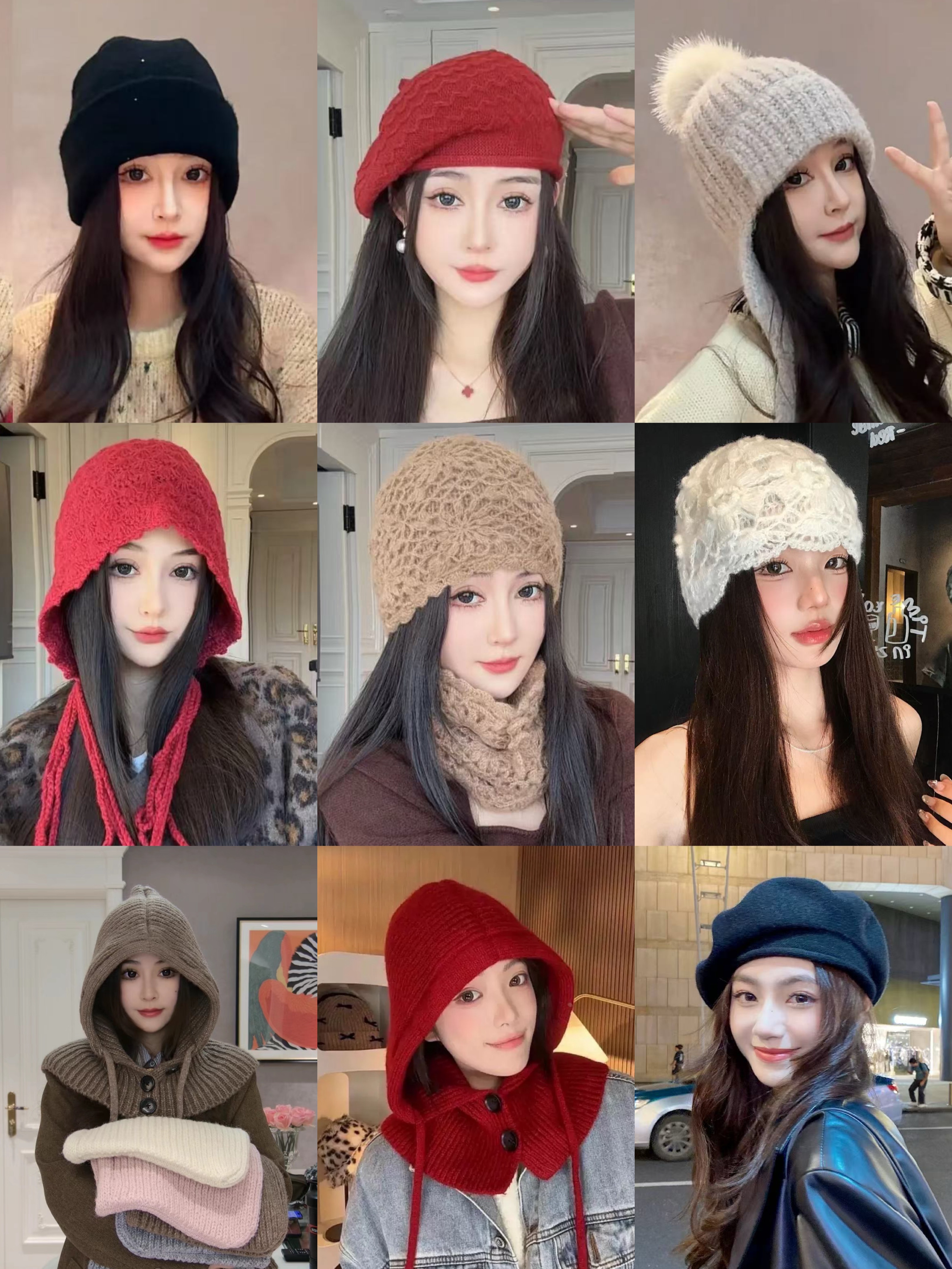 单品清-按序号下单-高货新款加绒加厚帽子