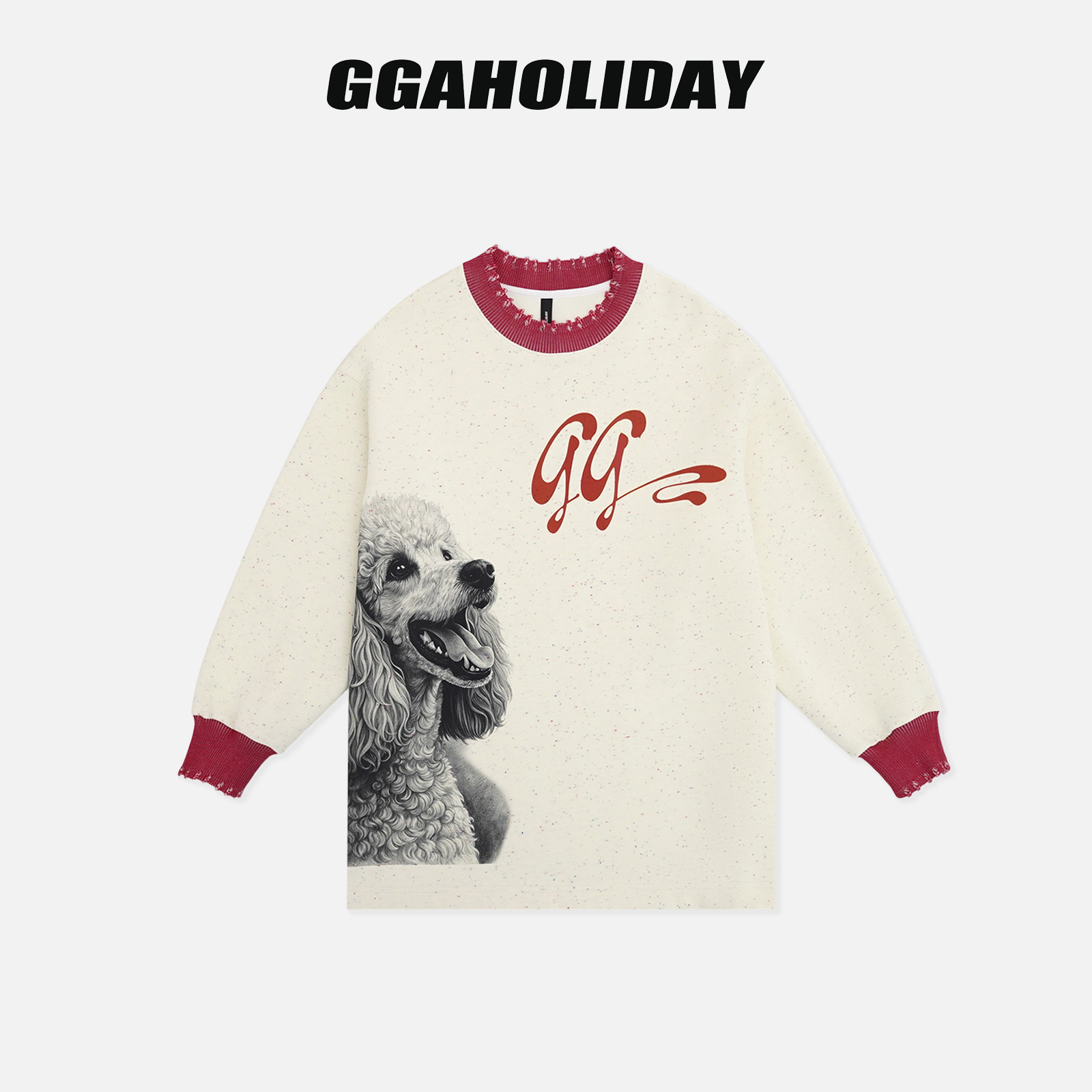 GGAHOLIDAY秋季时尚休闲宽松复古印花美式潮流长袖卫衣-153020