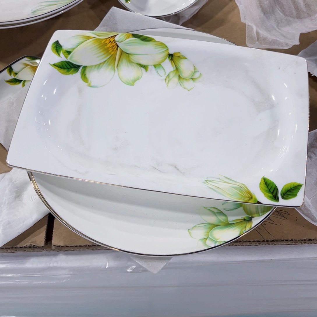 玻****新骨瓷栀子花开大盘跟鱼盘