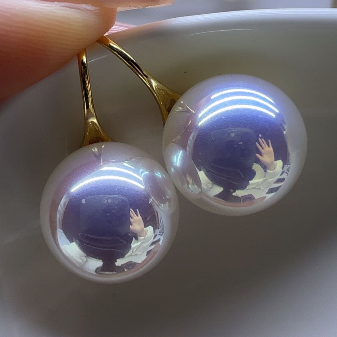 淡水珍珠18K金镶嵌耳饰