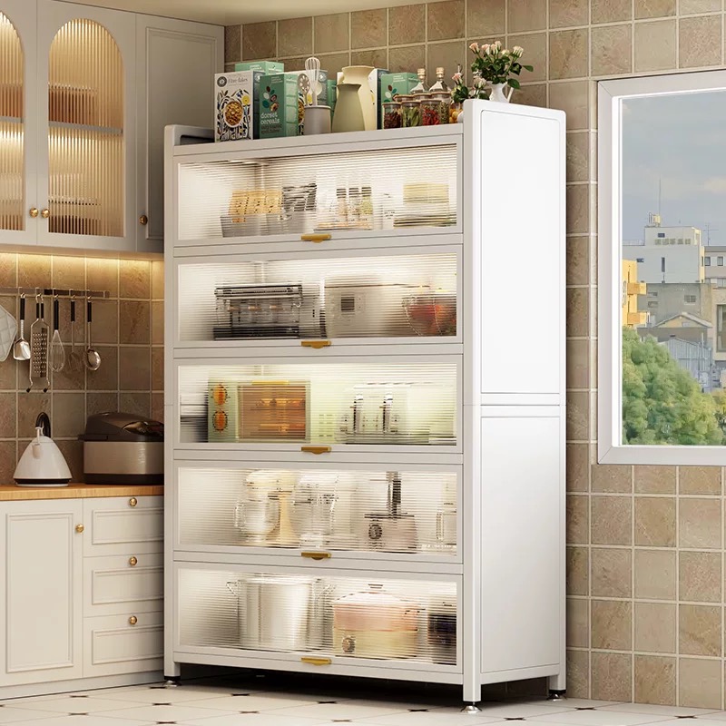 芒达厨房橱柜置物柜置物架钢制家用置物柜厨房落地多层置物架子