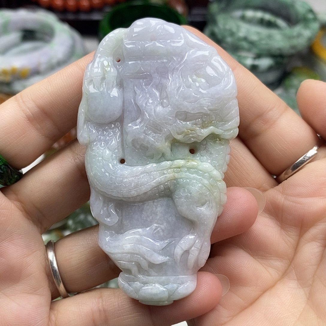 颈饰未镶嵌翡翠龙柱牌