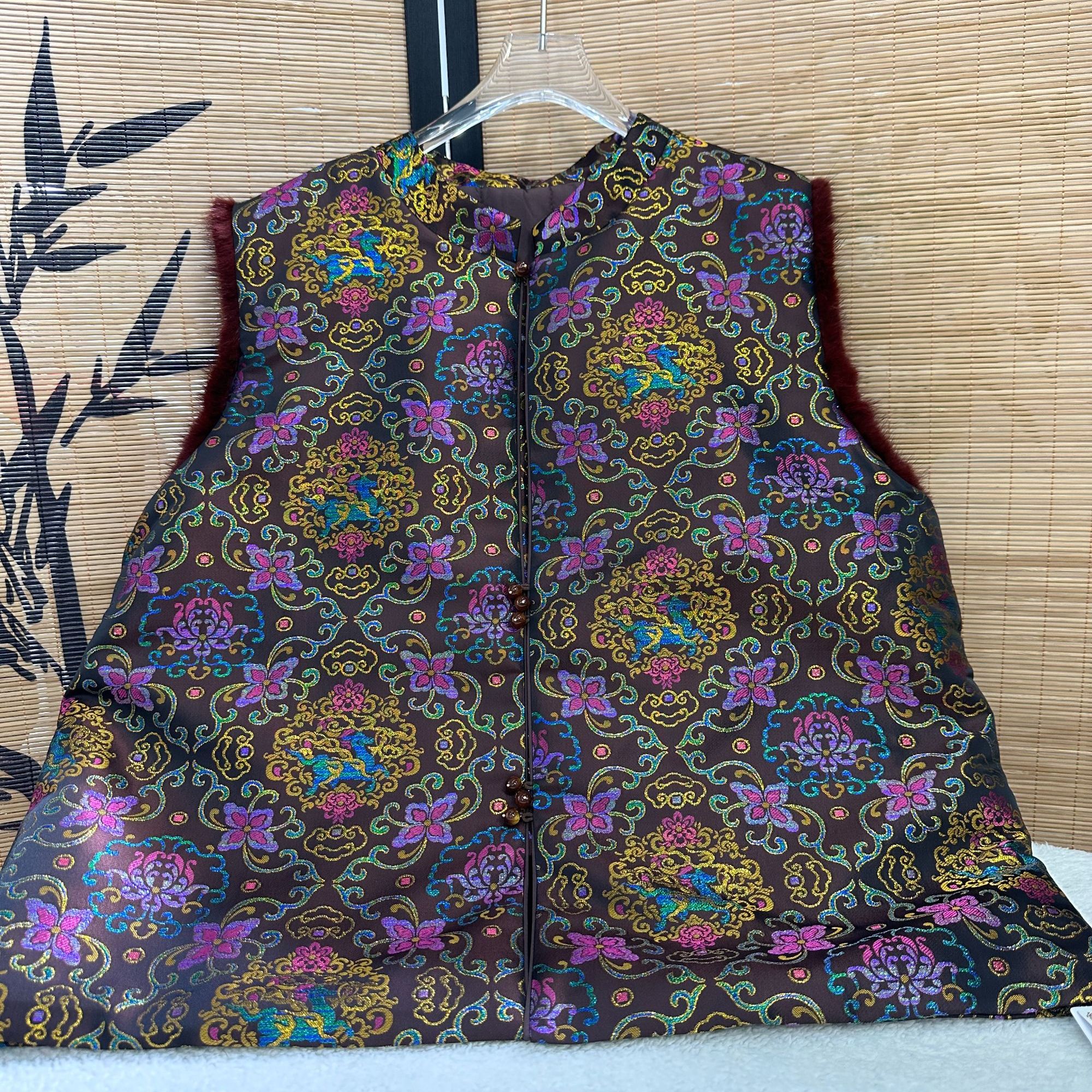 子母依新中式花朵厚马甲25407QBFY59058