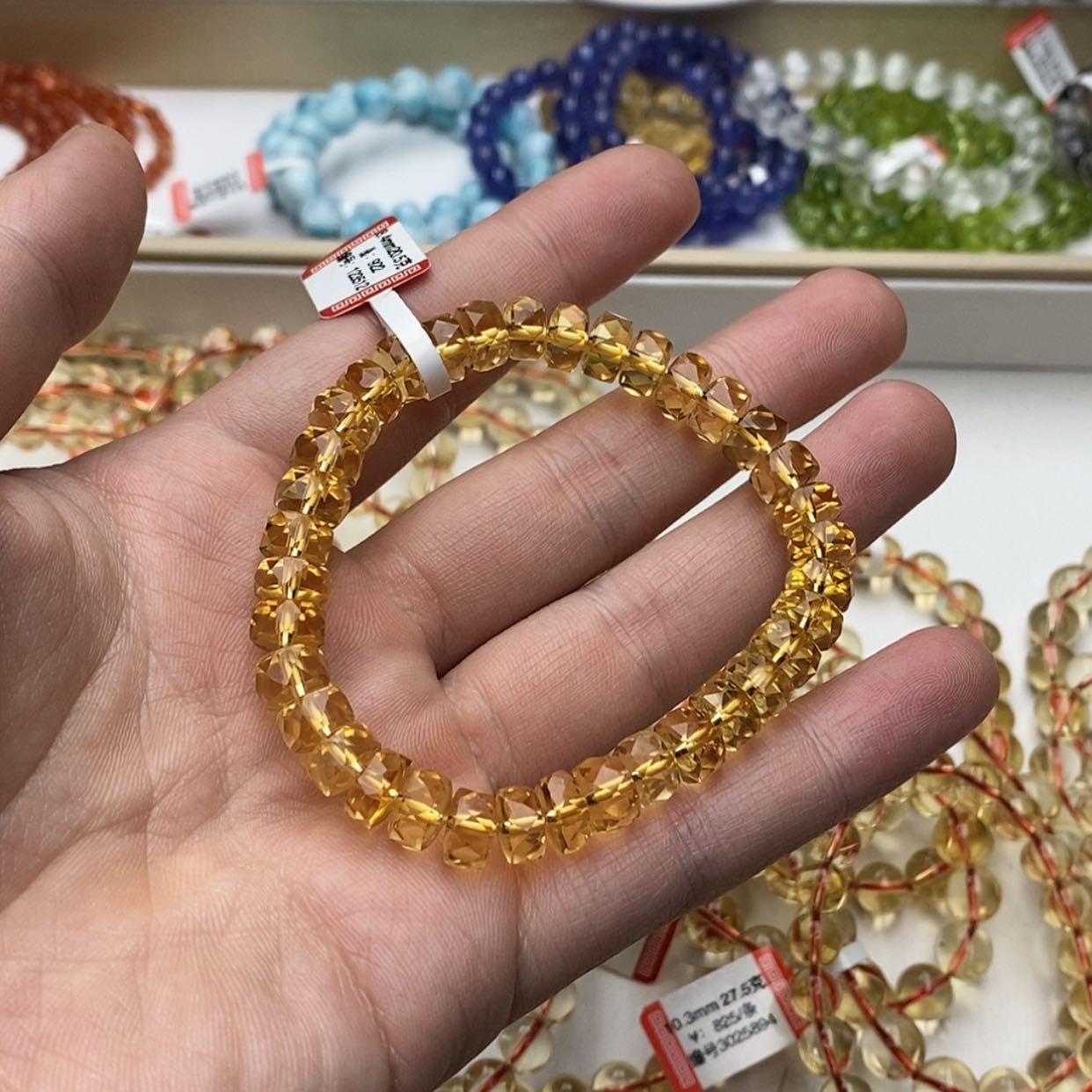 【闪购商品】黄晶手链未镶嵌天然全净算盘8.4暴力黄