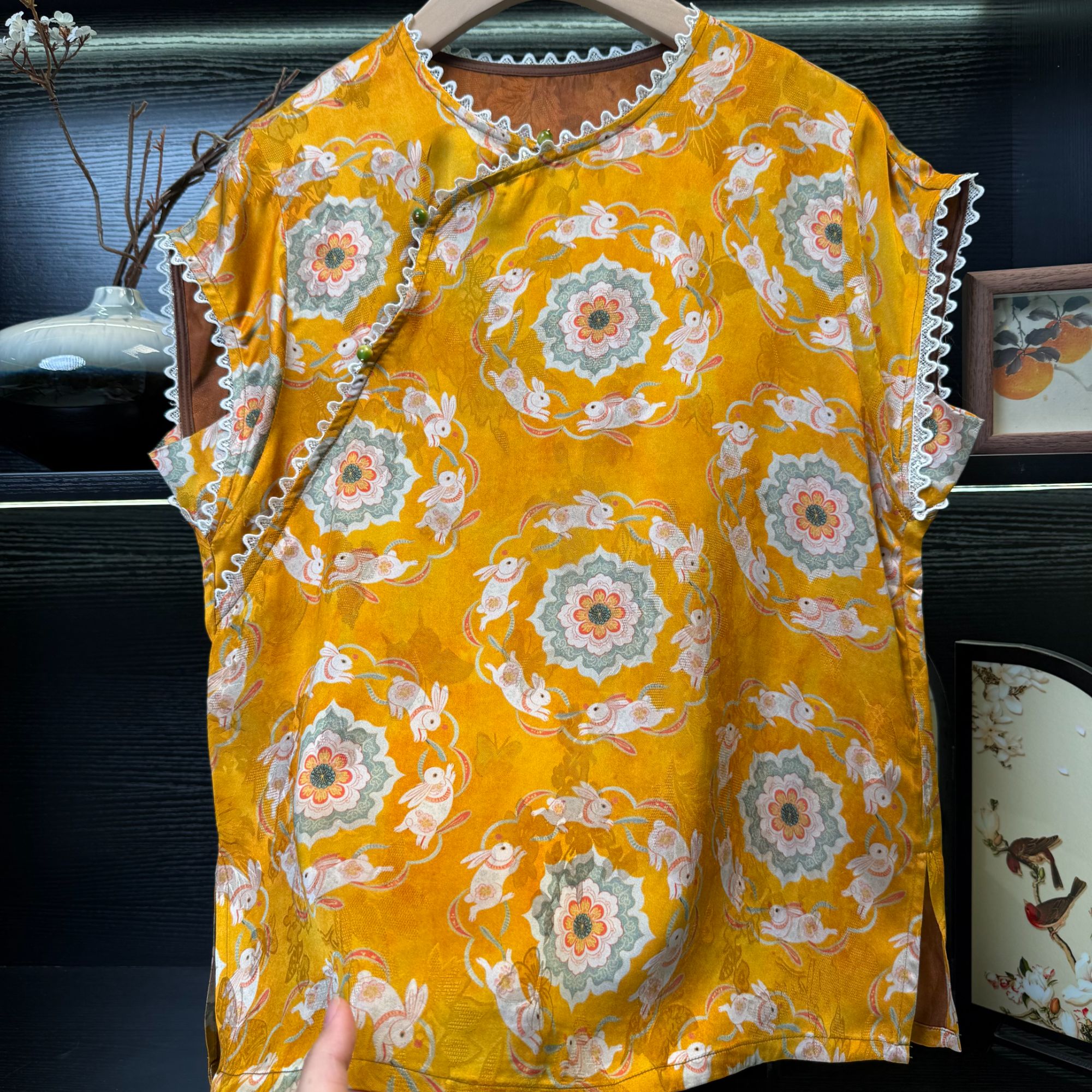 【金兔绮裳】中式改良复古花边气质小衫2254