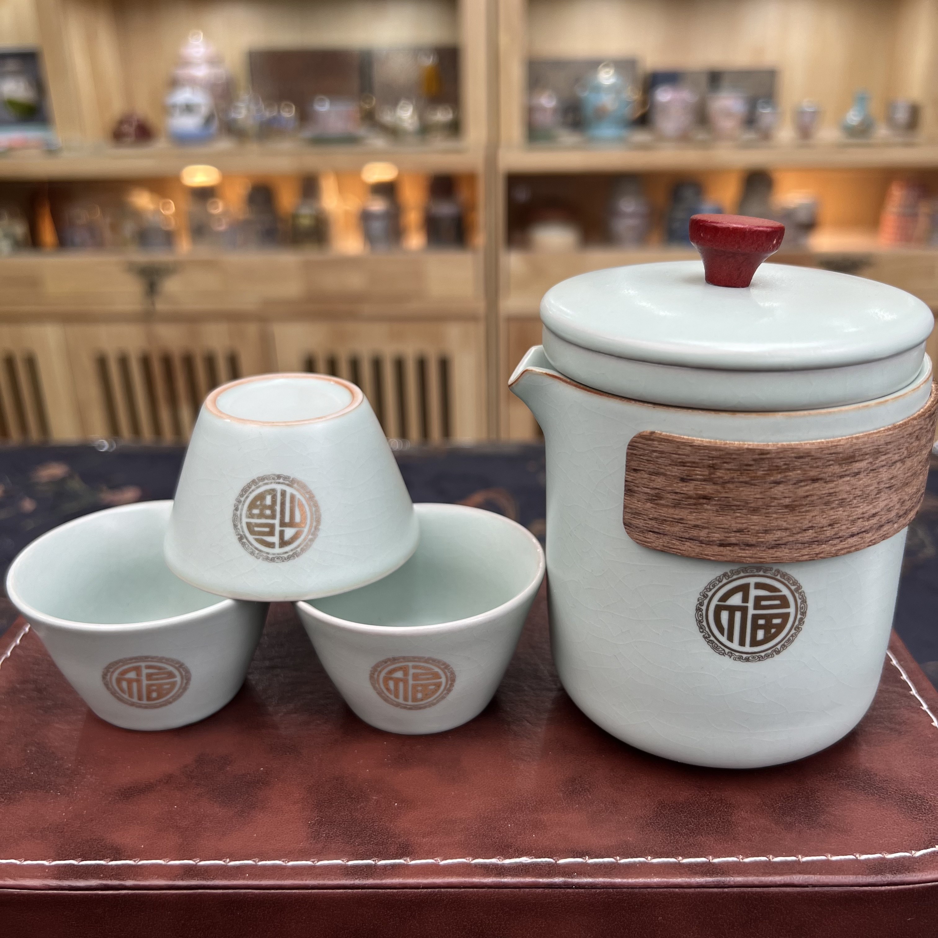 当代汝窑【金福】天青 快客旅行套 LC