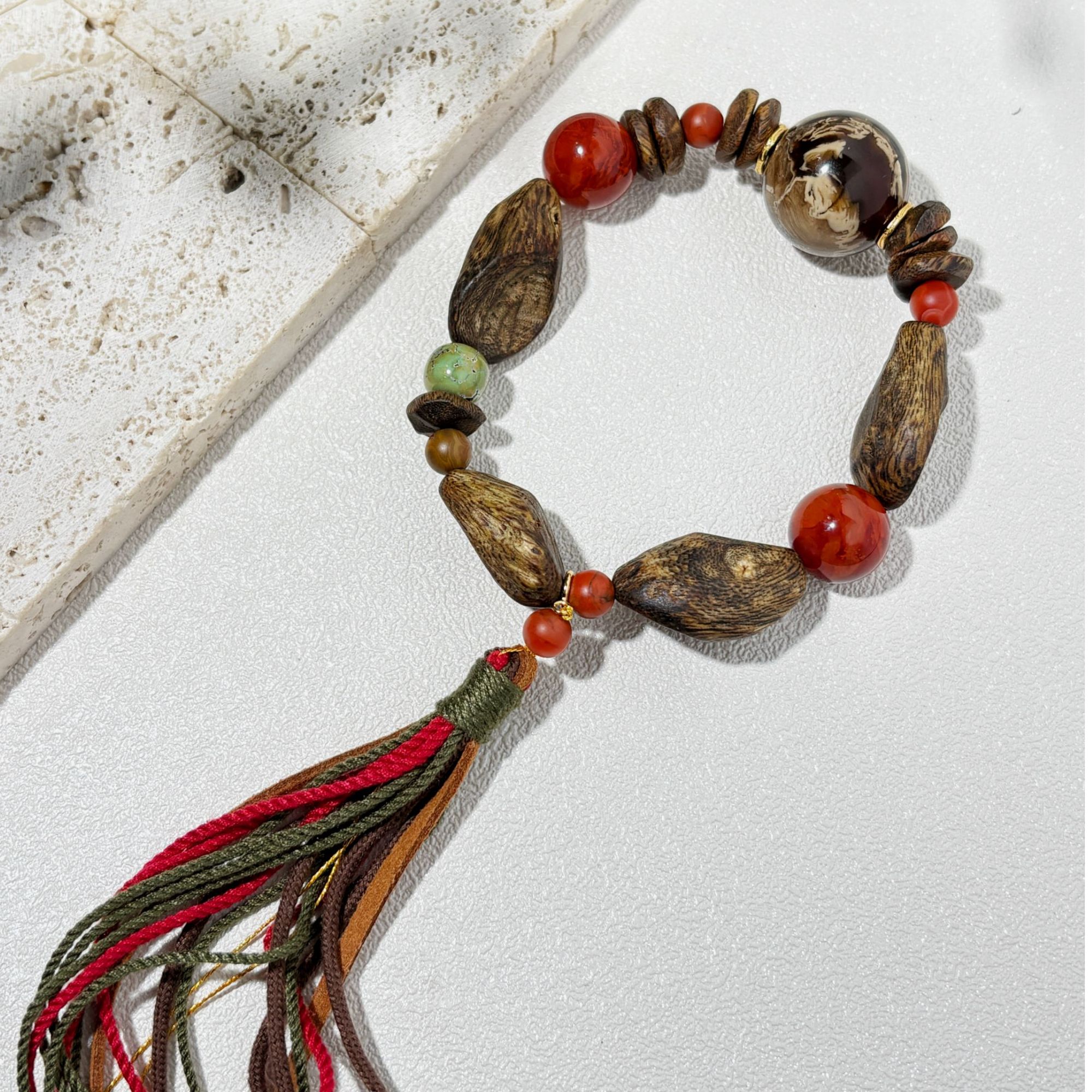 沉香溶洞沉香手串留疤新中式流苏单圈.多样性发货