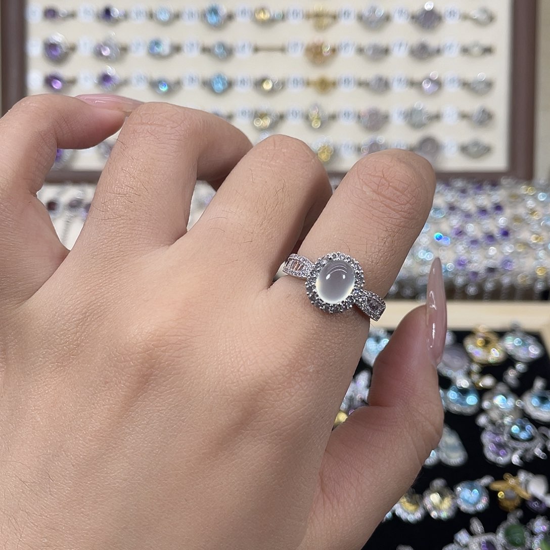 ****.岫玉银S925镶嵌戒指