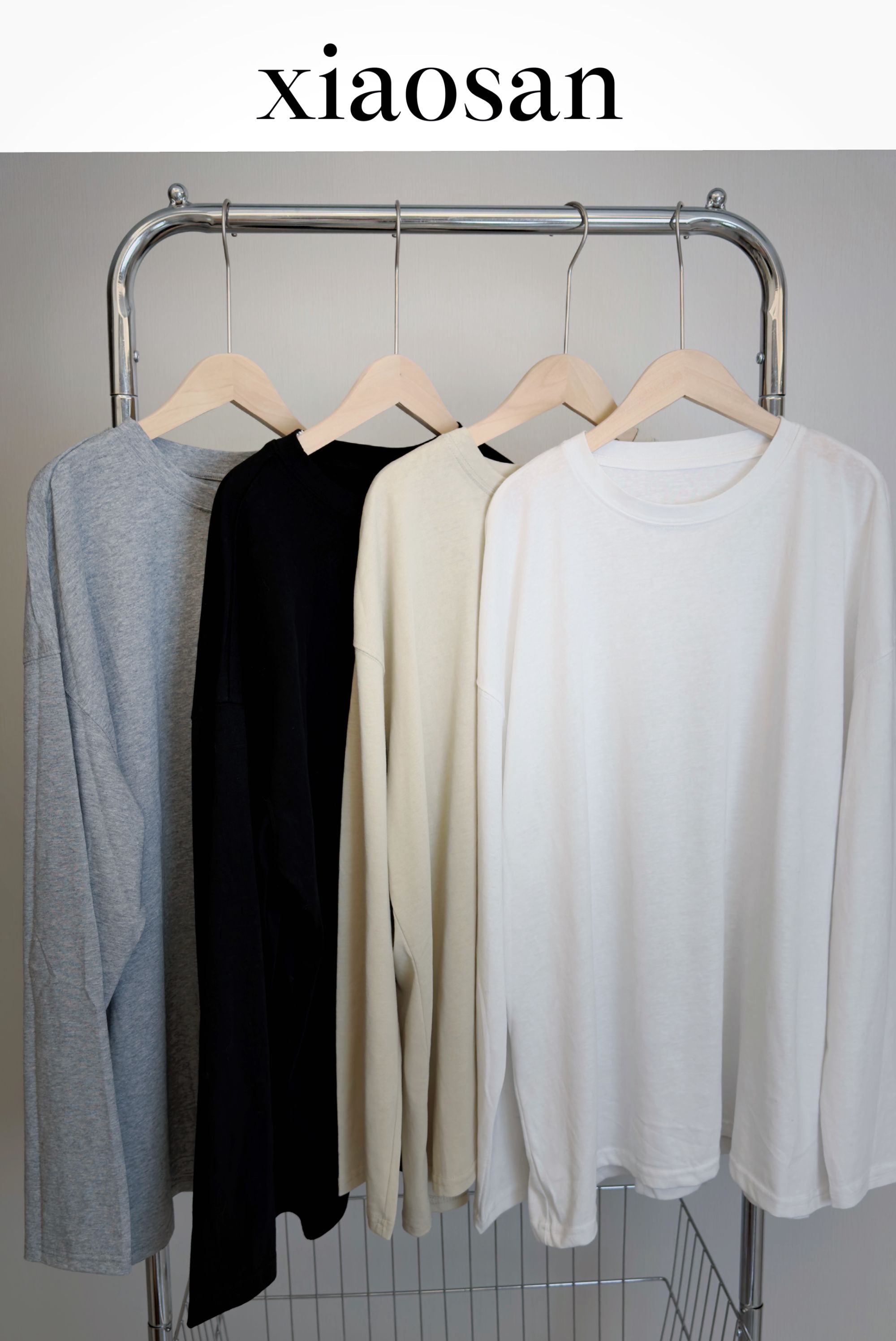 【小伞】纯色女长袖韩系宽松微透打底T恤开叉简约宽松