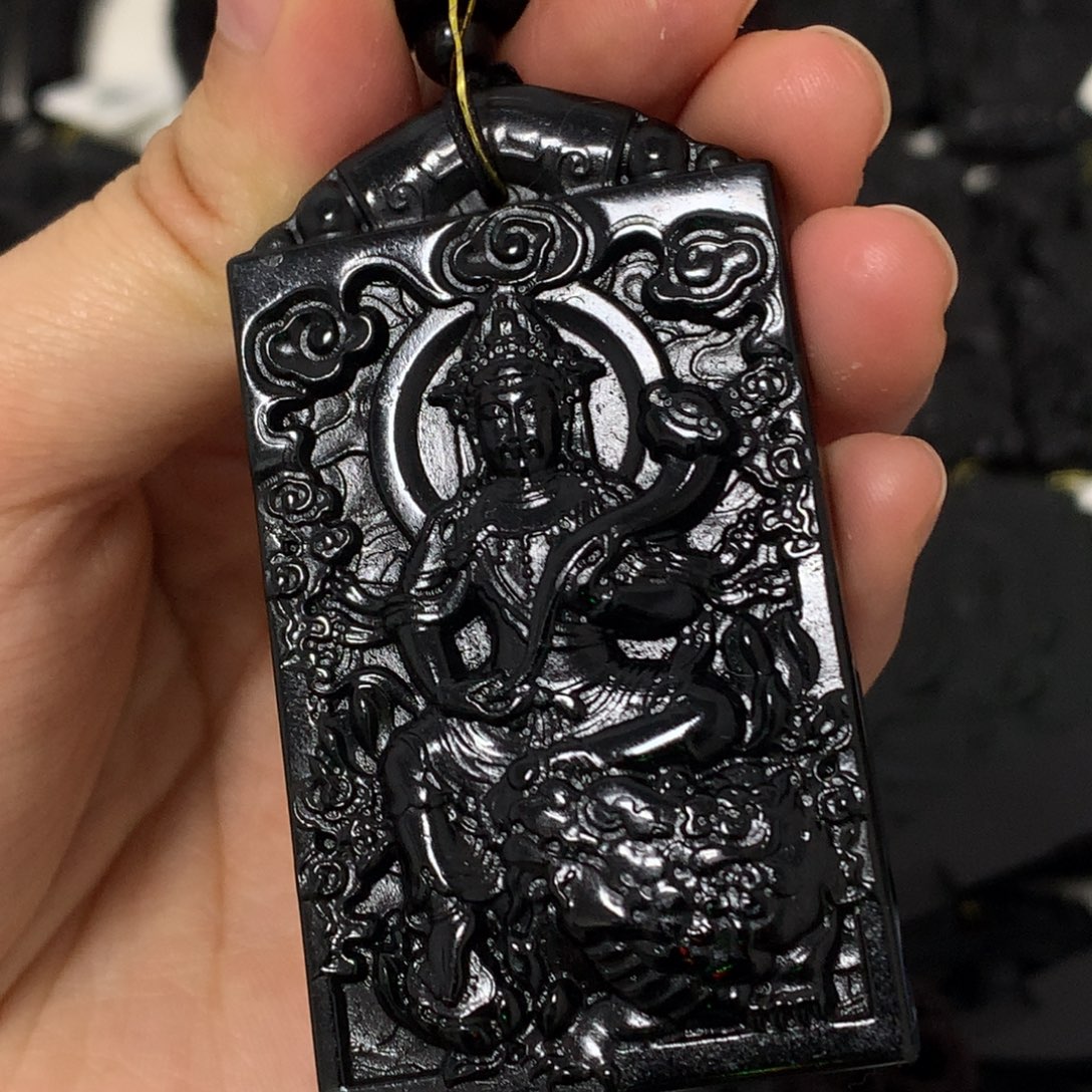 天然缅甸a货钢琴黑挂件