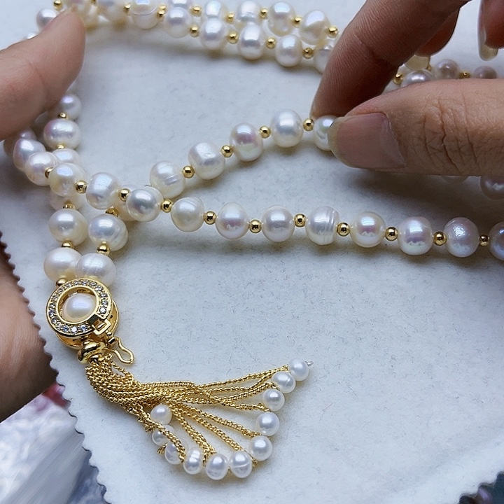 淡水珍珠胸饰银S925镶嵌大****工