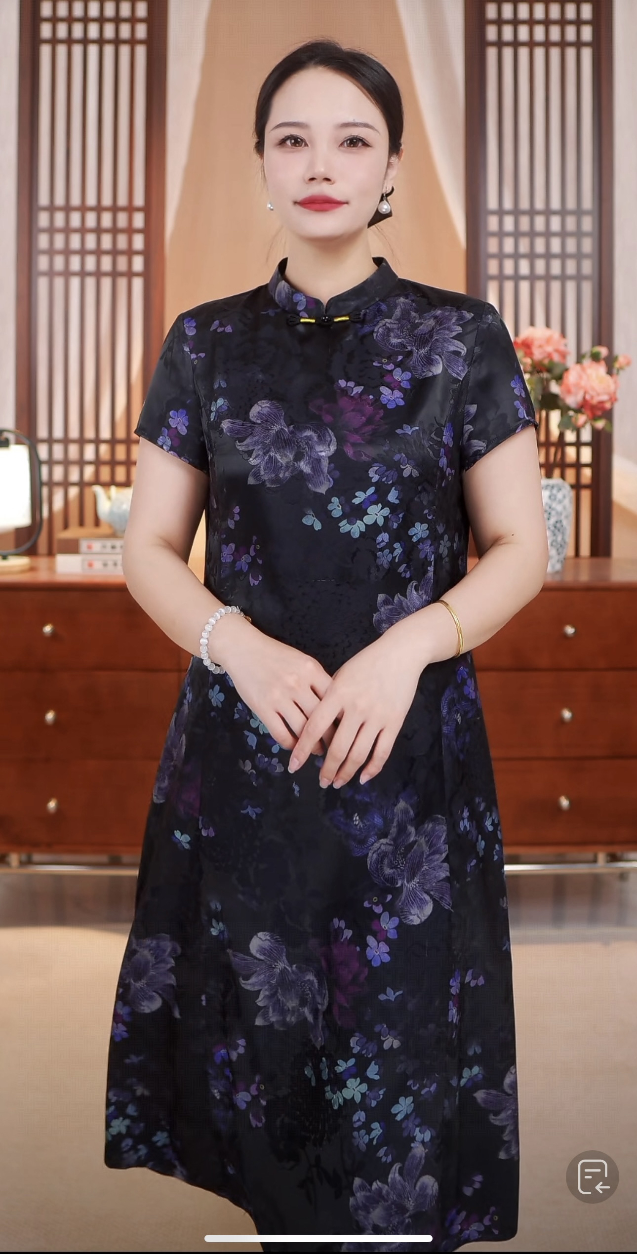 【步步生花】国风真丝异色螺香云纱连衣裙