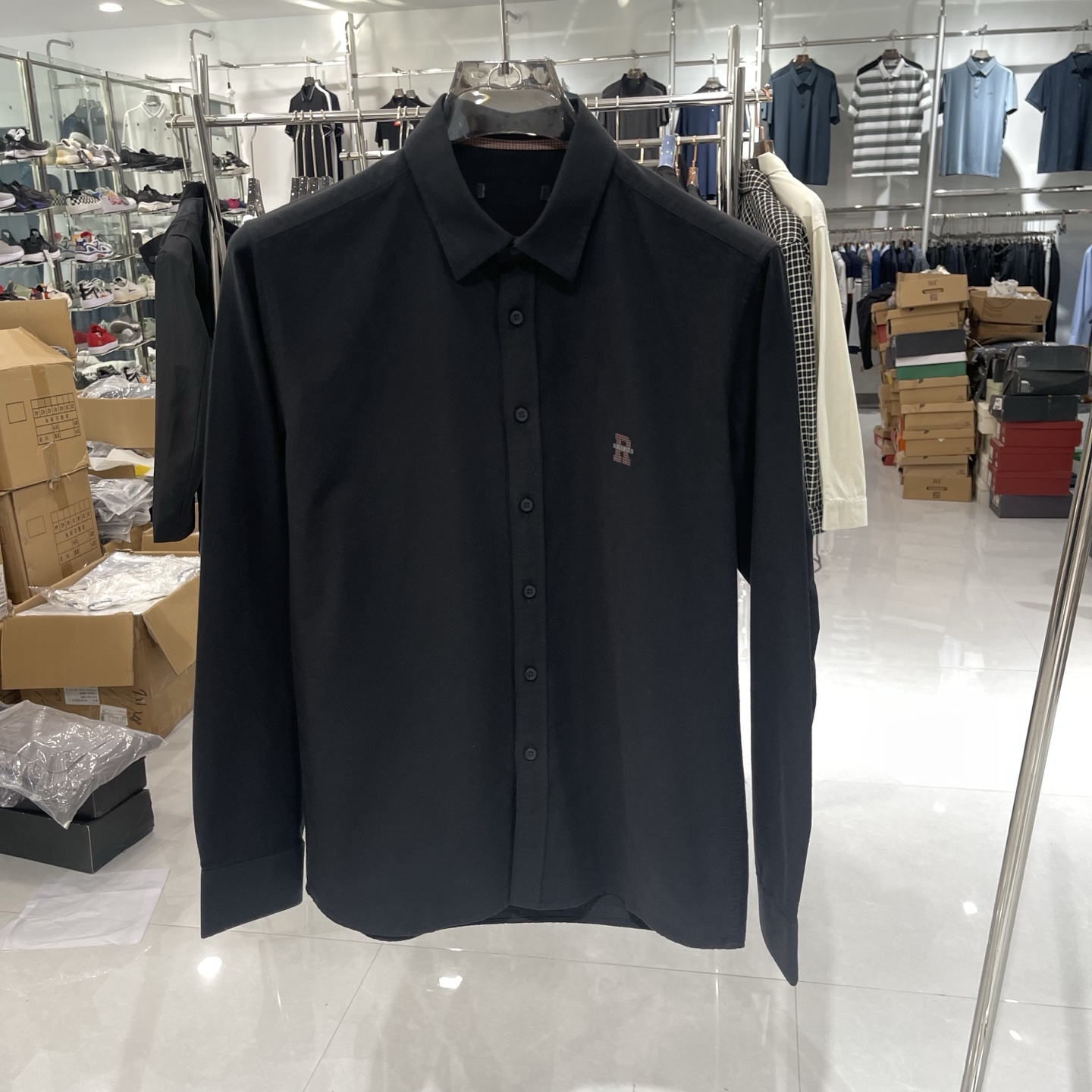 L539男士长袖衬衫男纯棉亲肤舒适时尚绣花休闲百搭衬衣男