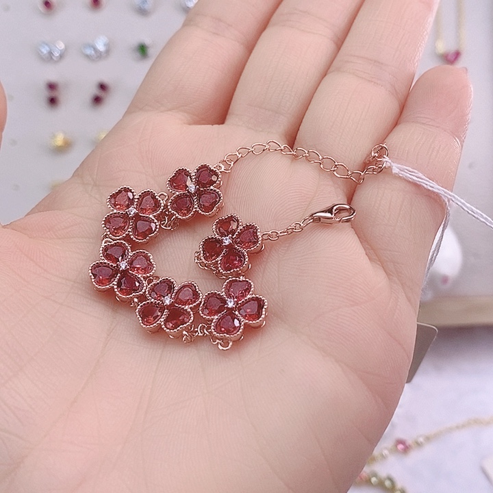 石榴石手链银S925镶嵌