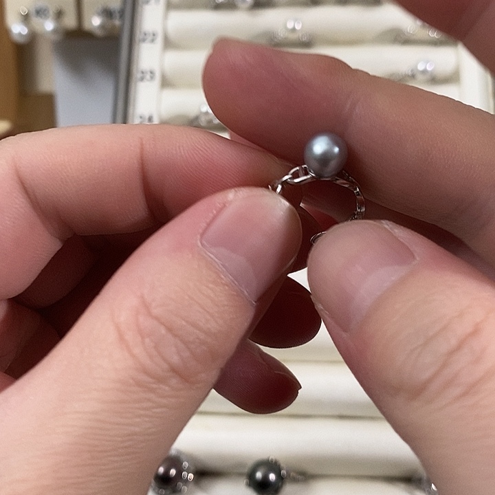 戒圈海水珍珠银S925镶嵌