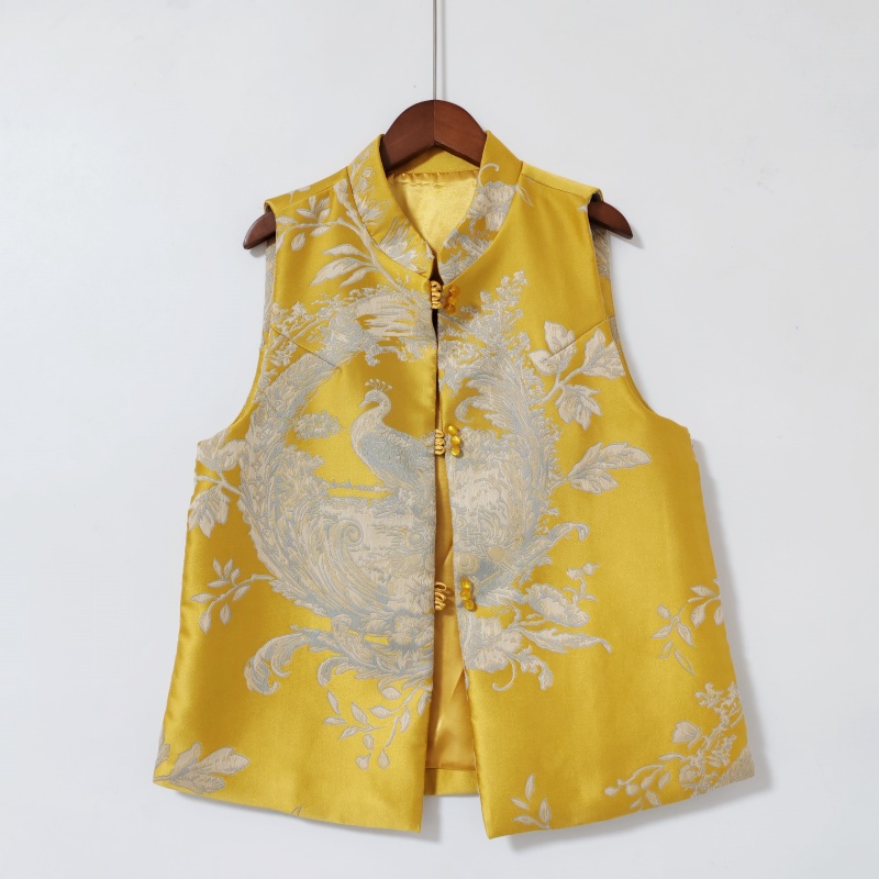 【金翎映月】新中式国风马甲孔雀绣花立领时尚休闲洋气百搭宽松气质