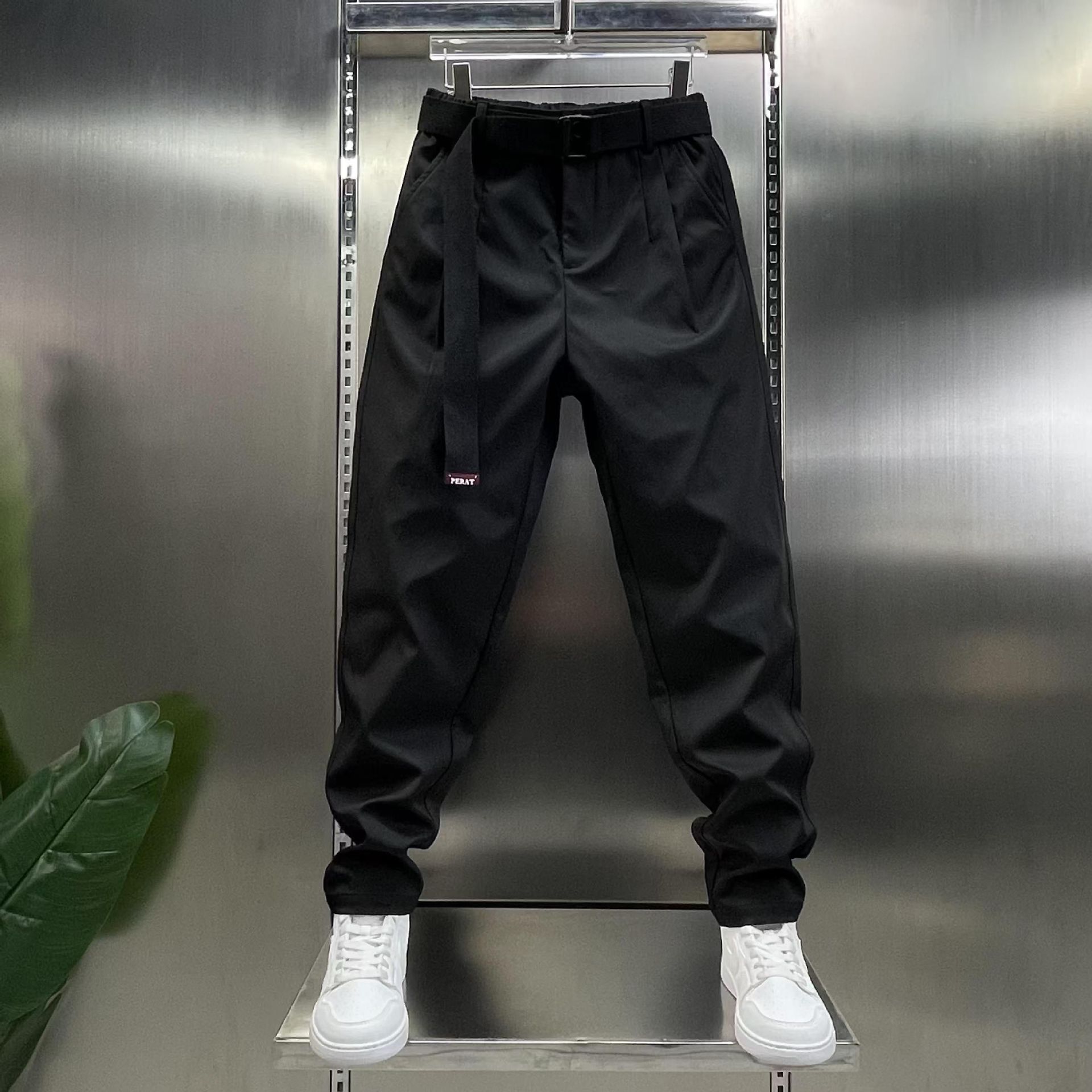 潮元素品质男装潮流时尚2024秋冬皮带腰通勤百搭微弹加厚休闲裤男