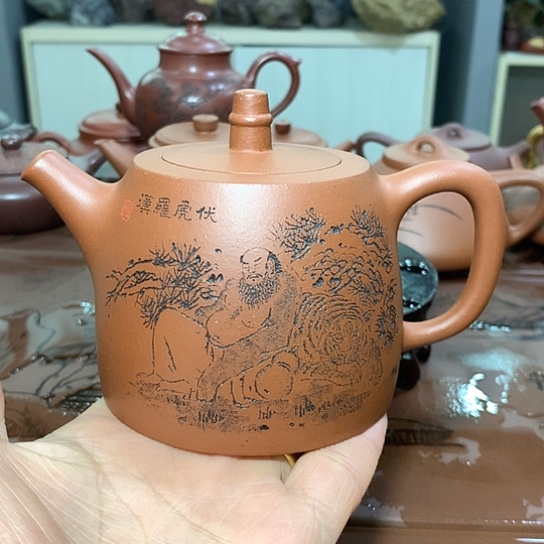 紫砂茶杯全手工制作国大师作品原矿底槽青紫砂壶容量360