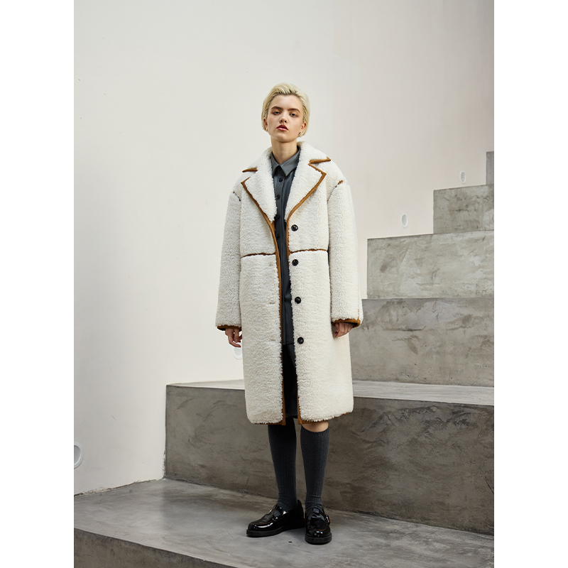 人造皮草 MeeLeeMeeLab原创优雅西装领立绒环保仿麂皮绒长款秋冬