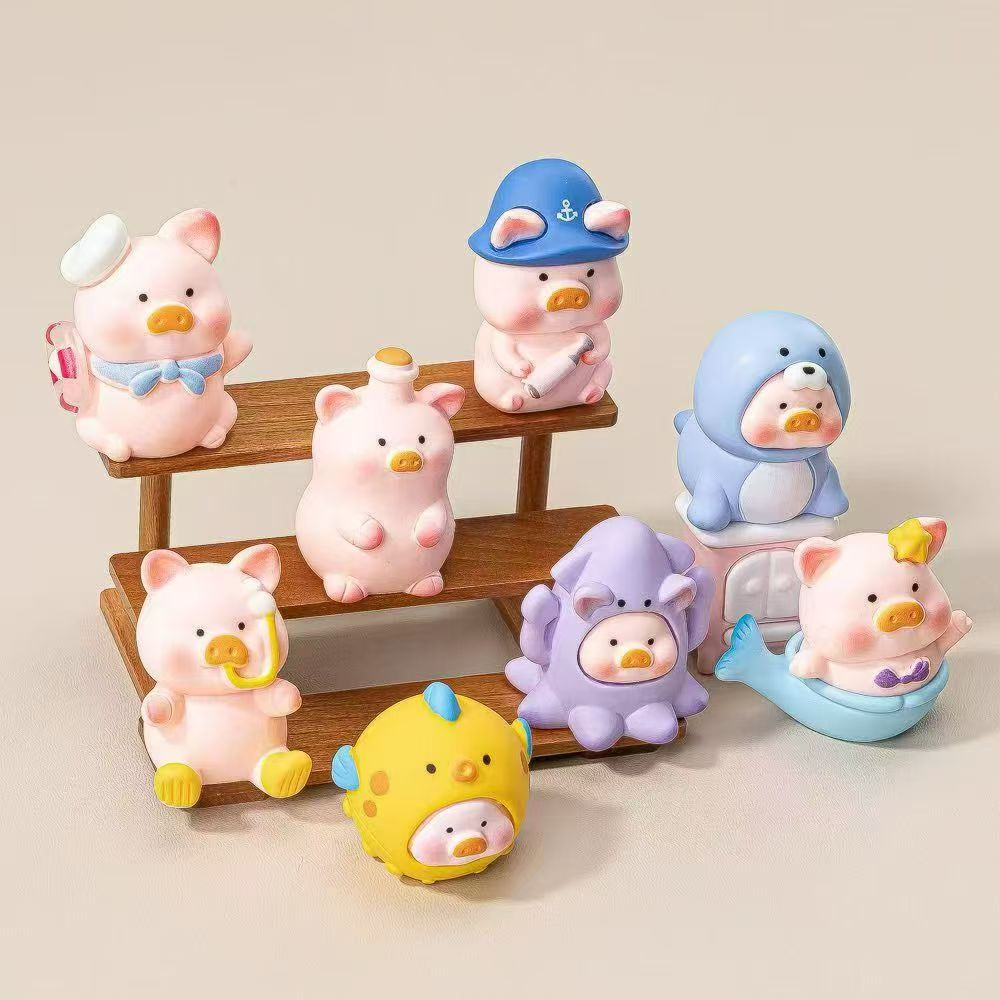 对对碰直播拆  海洋小猪网红居家办公桌树脂摆件