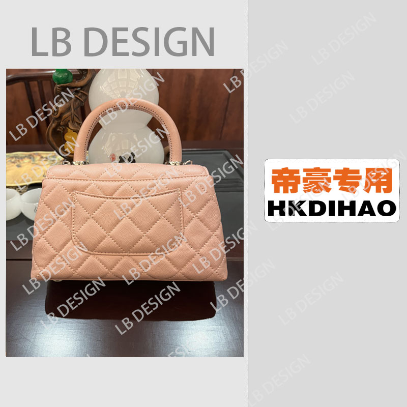 DESIGN【韩2215粉色憨豆20CM】手工打造真皮高端定制女士包