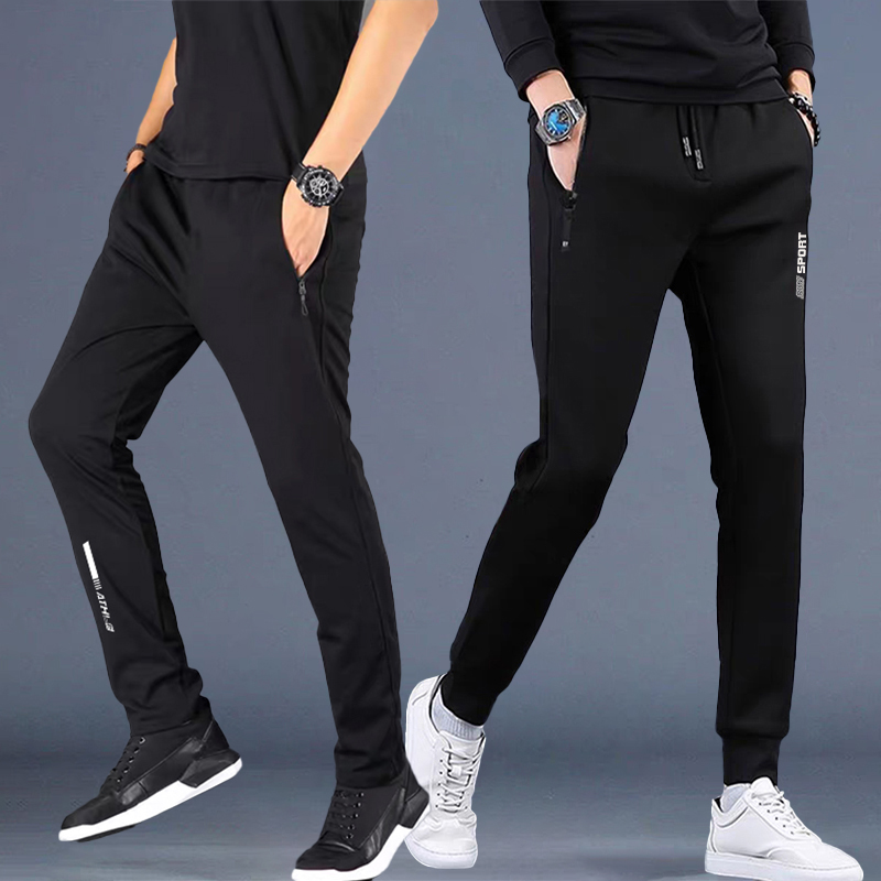 【发货快】秋季厚款男士裤子侧拉链多口袋松紧高腰宽松卫裤运动长裤商品图