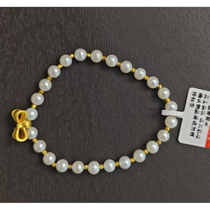 足金999蹦迪蝴蝶结黄金手串
