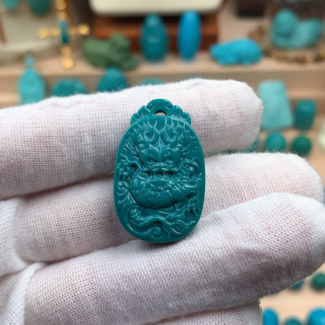 绿松石未镶嵌龙凤牌