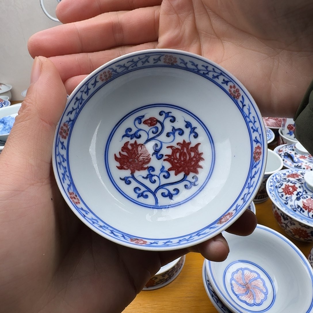 刺***子当代青花釉里红普洱杯