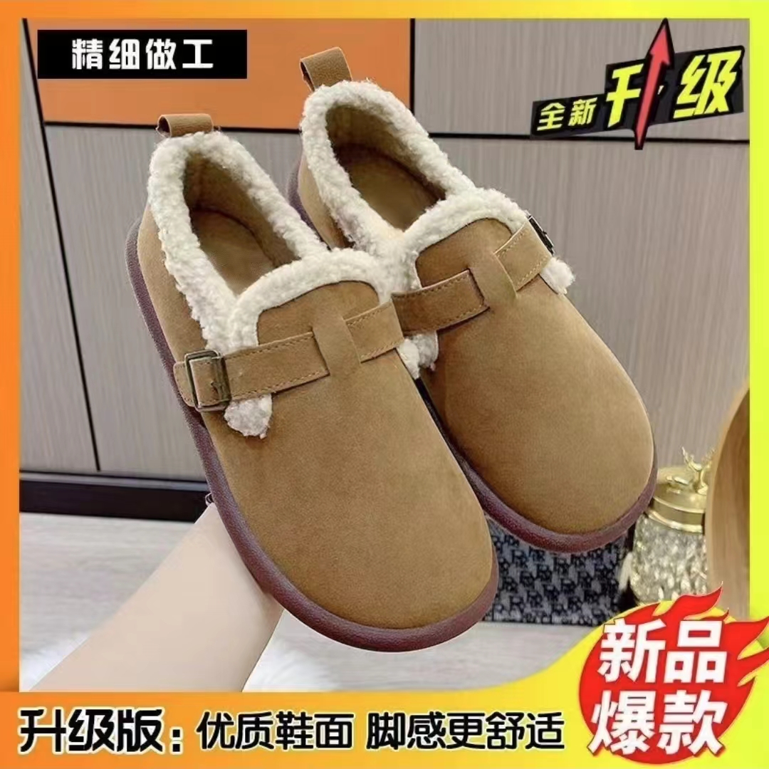 2025年新款ins超火百搭勃肯女学生鞋复古一脚蹬软底防滑保暖鞋