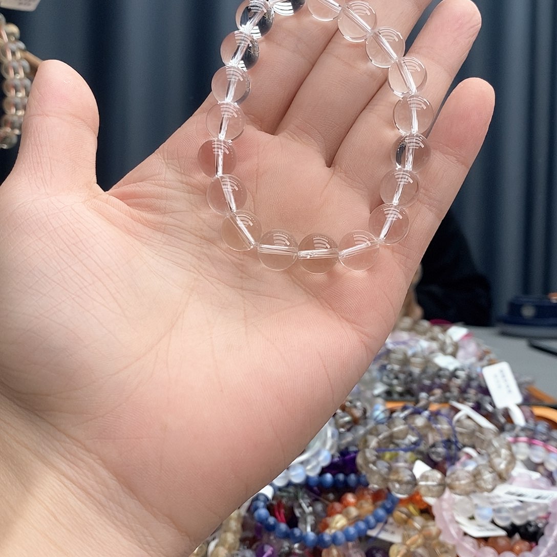 水晶手链银S925镶嵌白水晶
