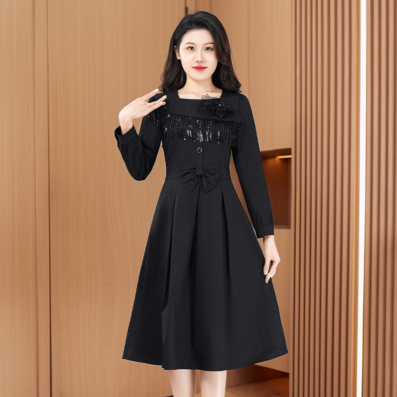 优雅新款气质时尚大气减龄休闲收腰显瘦连衣裙24076-LS