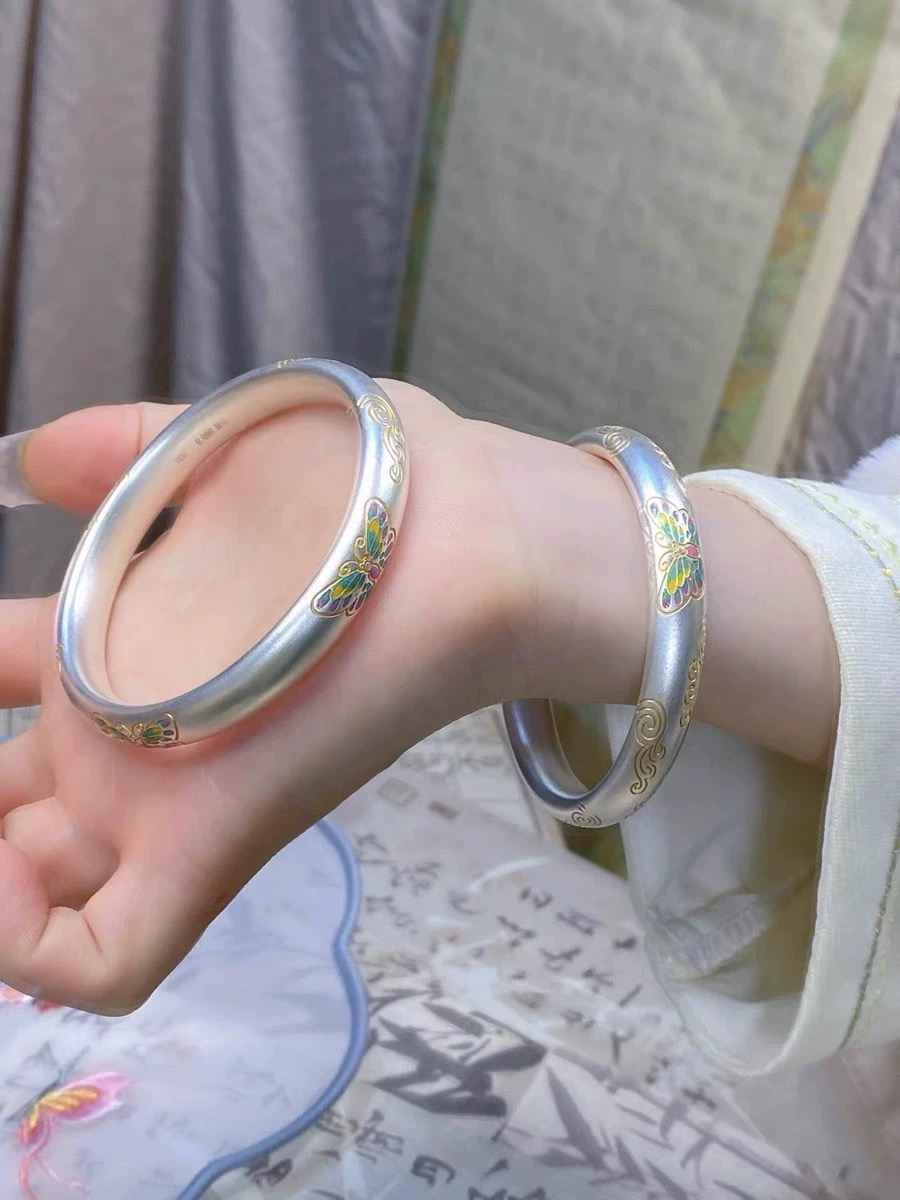 足银手镯 5号链接 【闭口手镯】足银999.9 清库存带证书礼盒包装