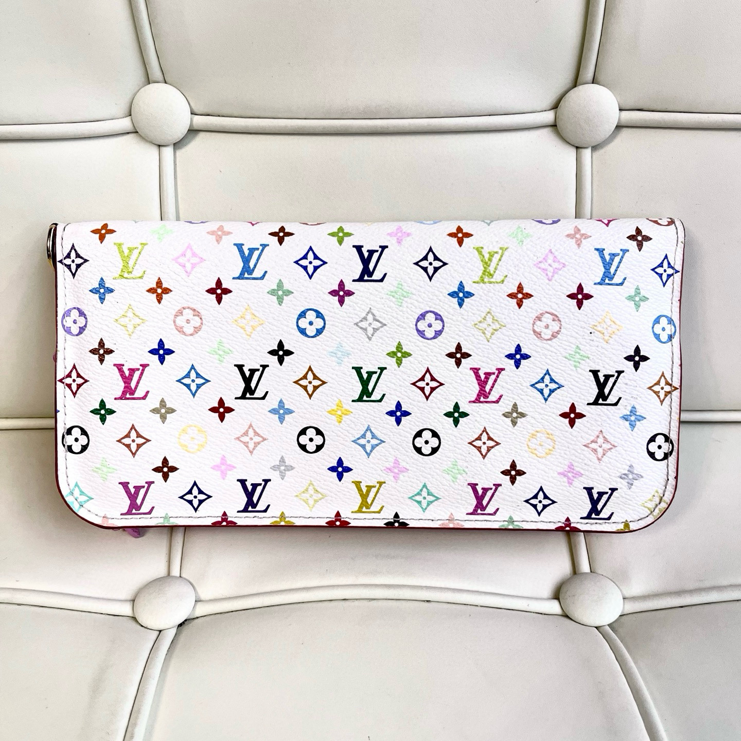 95新 LouisVuitton/路易威登 119407 lv白三彩长款钱包钱夹