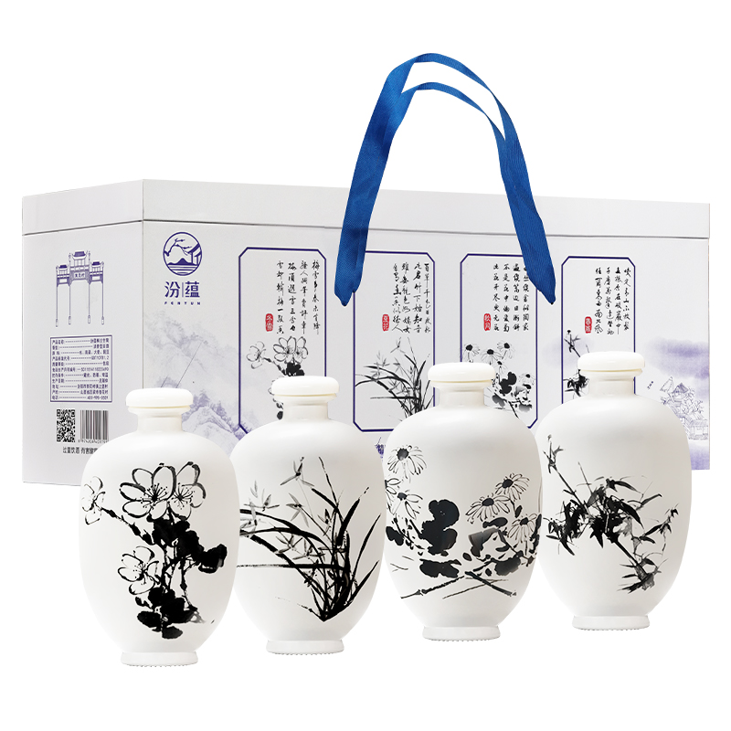 汾蕴梅兰竹菊礼盒888ml*4瓶清香型白酒原箱53度