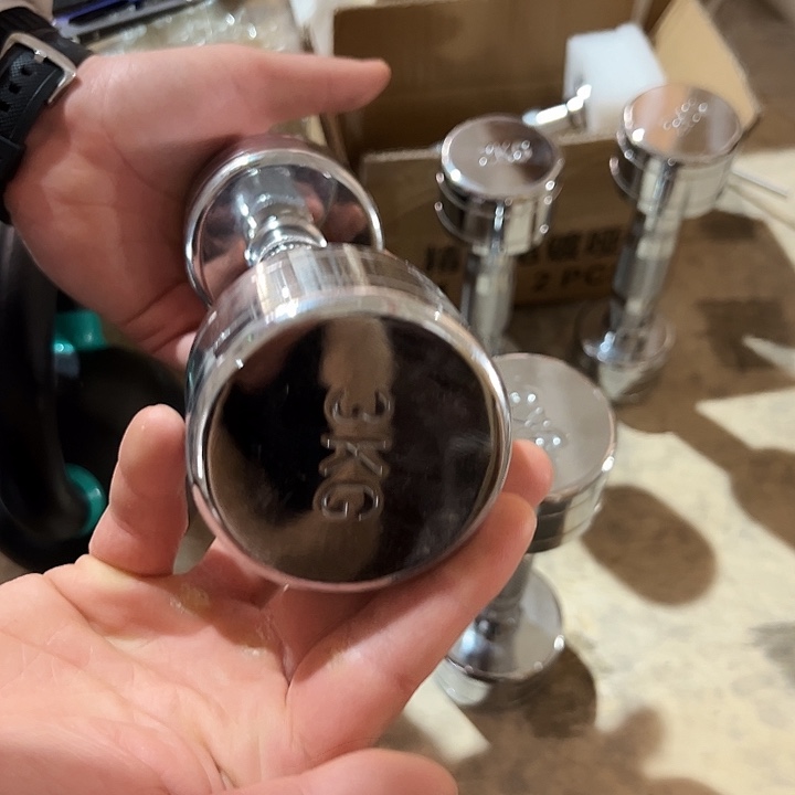 全新电镀纯钢小哑铃3公斤一对