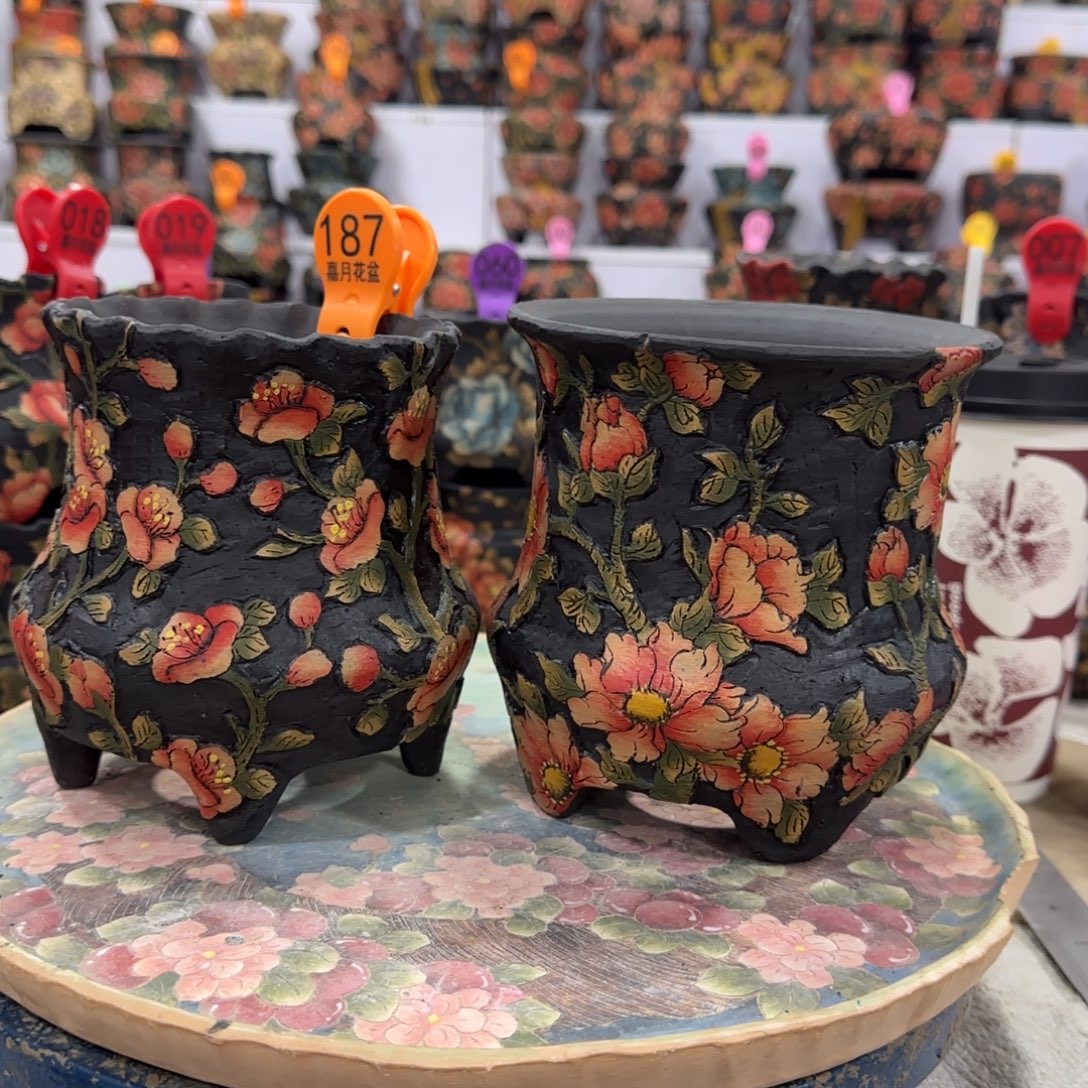 开****花盆紫砂精品多肉手绘花盆